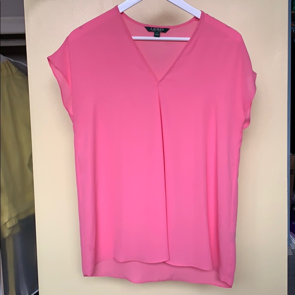 Pink flowy Lauren RL top NWOT